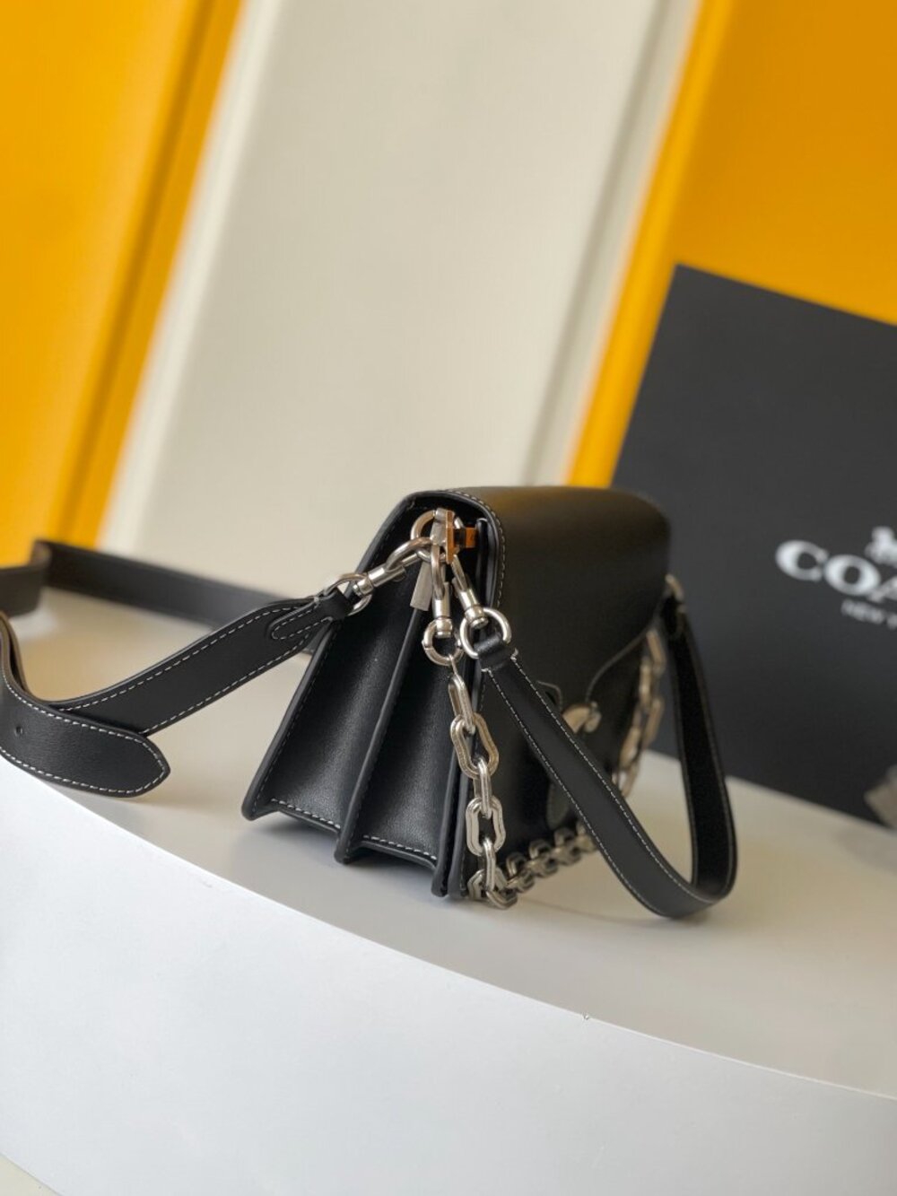 Coach Women's Chain Tabby Shoulder Bag Silver/Black - Picture 3 of 7